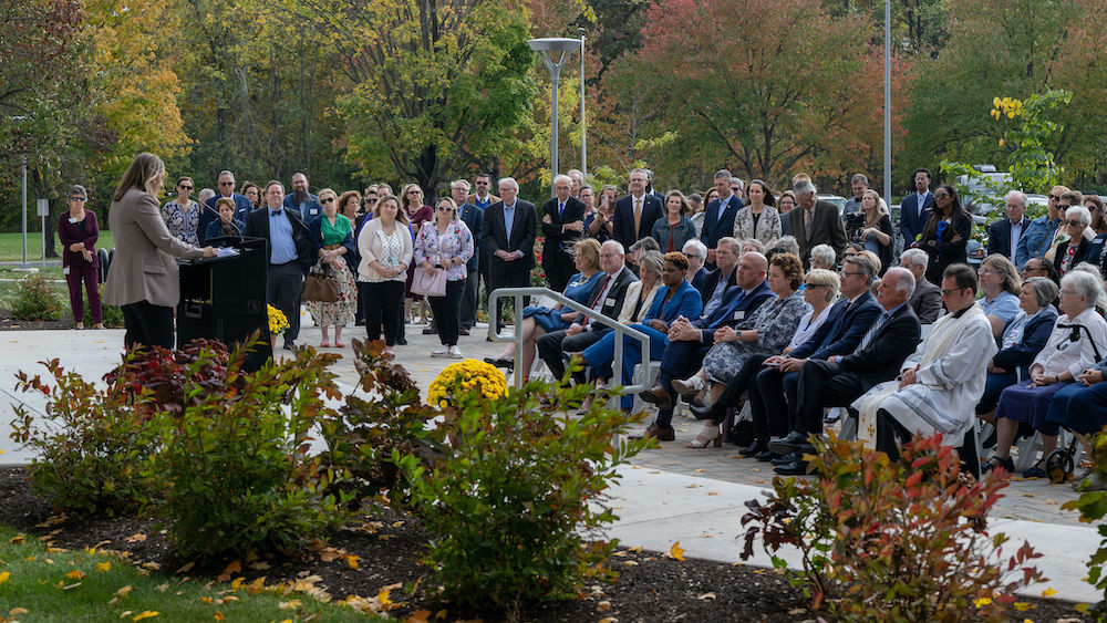 mary jackson speaking at trainor sohp ribbon cutting