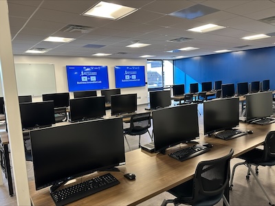 workstations in a classroom